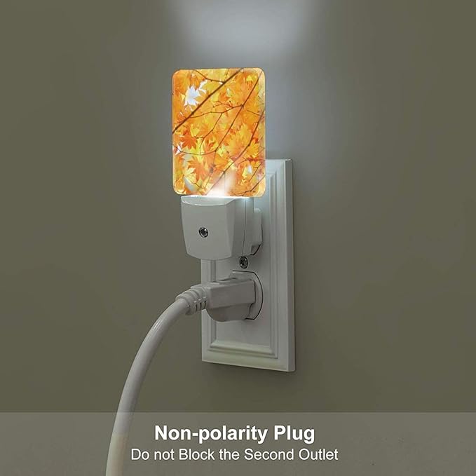 Autumn Maple Leaves Night Light,Plug Into Wall with Dusk to Dawn Light Sensors, Warm Nightlights for Bedroom, Bathroom, Hallway, Kitchen, Gifts Ideal for Boys Girls Women Men