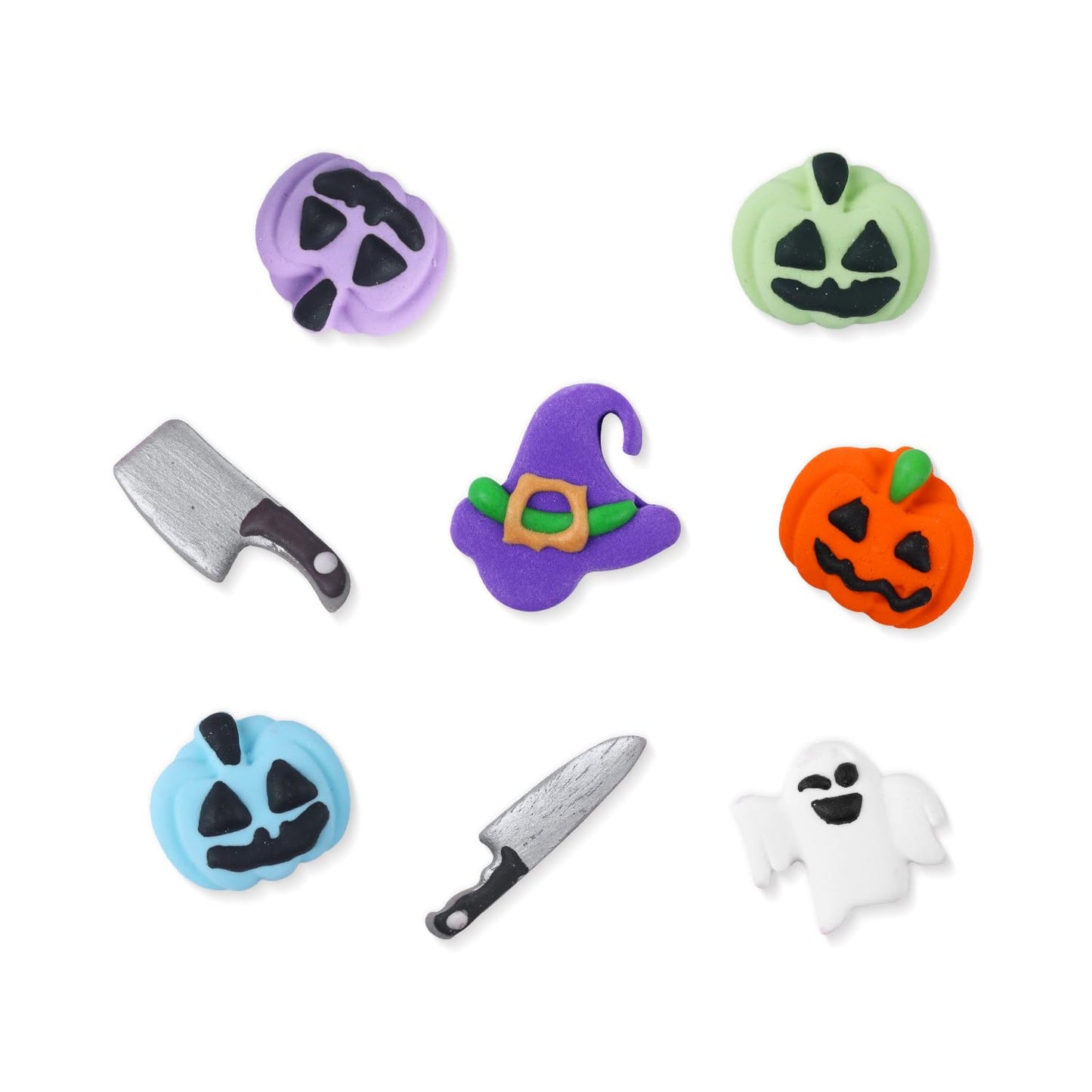 Edible Halloween Cake Decorations  27 Count Royal Icing Toppers for Cakes  Cookies  Cupcakes - Pumpkin  Ghost  Witch Hat  cutting tool  Axe Icing Decoration - Spooky Baking Supplies for Halloween Party
