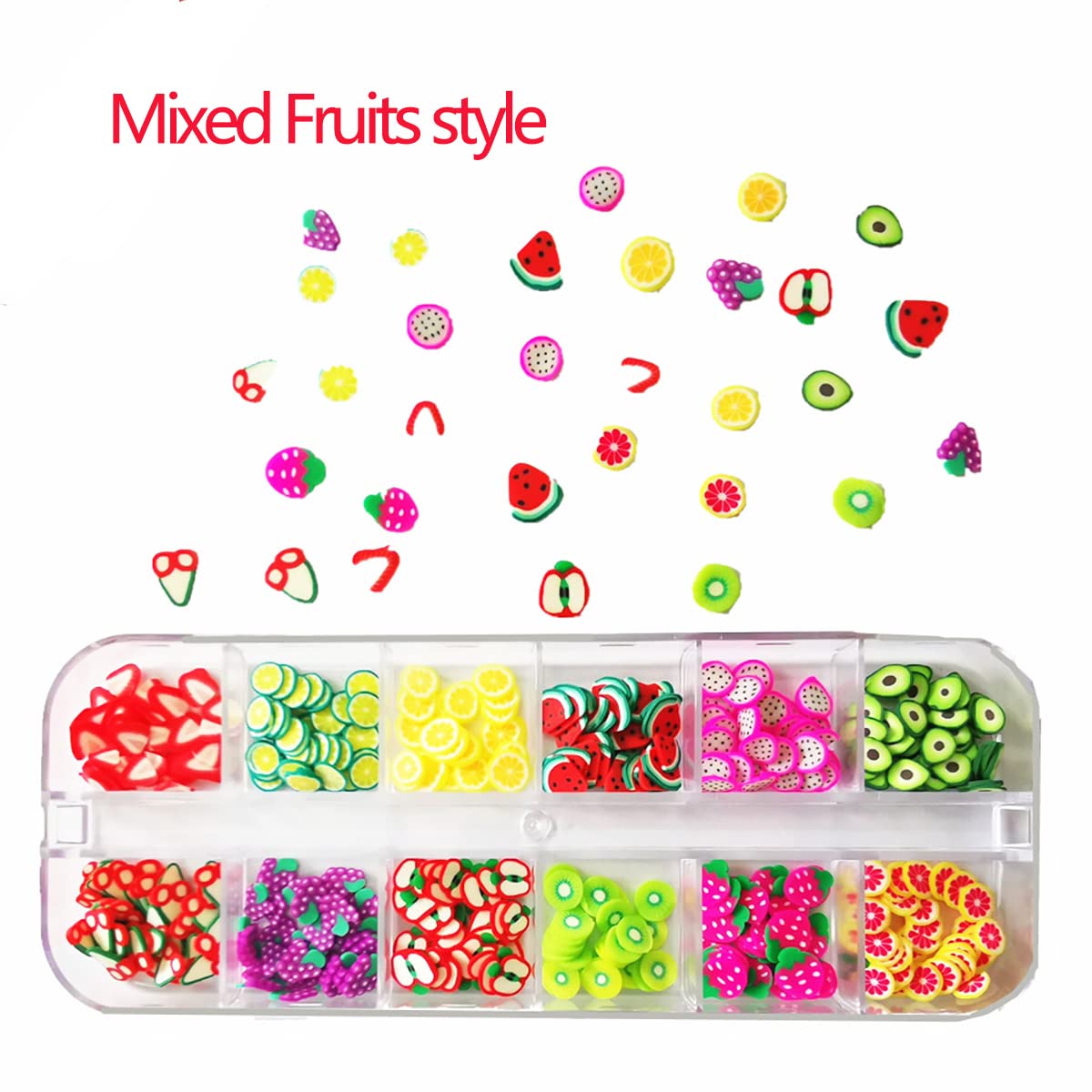 2 Boxes Fruit Flower Slices Nail Art Slices, 3D Polymer Clay Mini Slices Resin Making Charms Colorful Nail Art Supplies for DIY