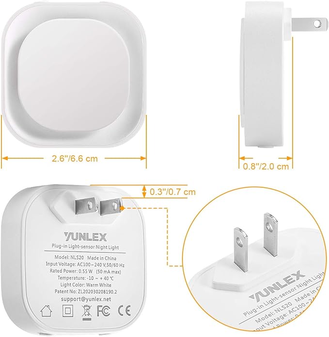 2 Pack Plug in Amber Night Light, Auto Dusk to Dawn, Soft Glow, Dimmable, Diffused Light, LED Lights for Bedroom, Kids, Bathroom, Sleep, Baby Nursery, Toddler, Hallway, Kitchen, Home Decor