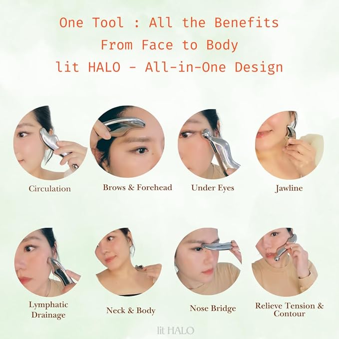 4-in-1 Stainless Steel Gua Sha & Massager | Facial Sculpting, Neck & Body Lymphatic Drainage, Muscle Tension Relief, Puffiness Reducer, Circulation Booster