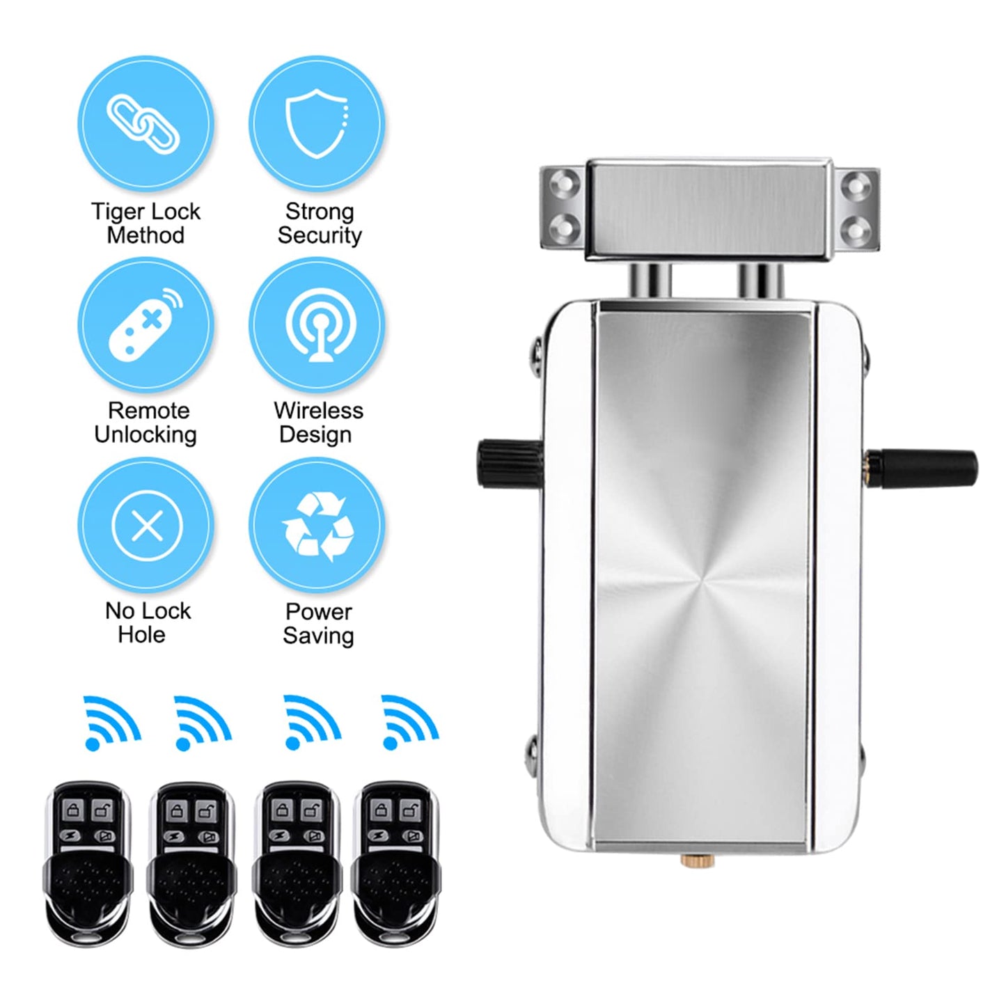 Splenssy Electronic Intelligent Home Door Lock Kit, Smart Wireless Anti-Theft Home Security Keyless Deadbolt Access Control System with 4pcs Remote Control