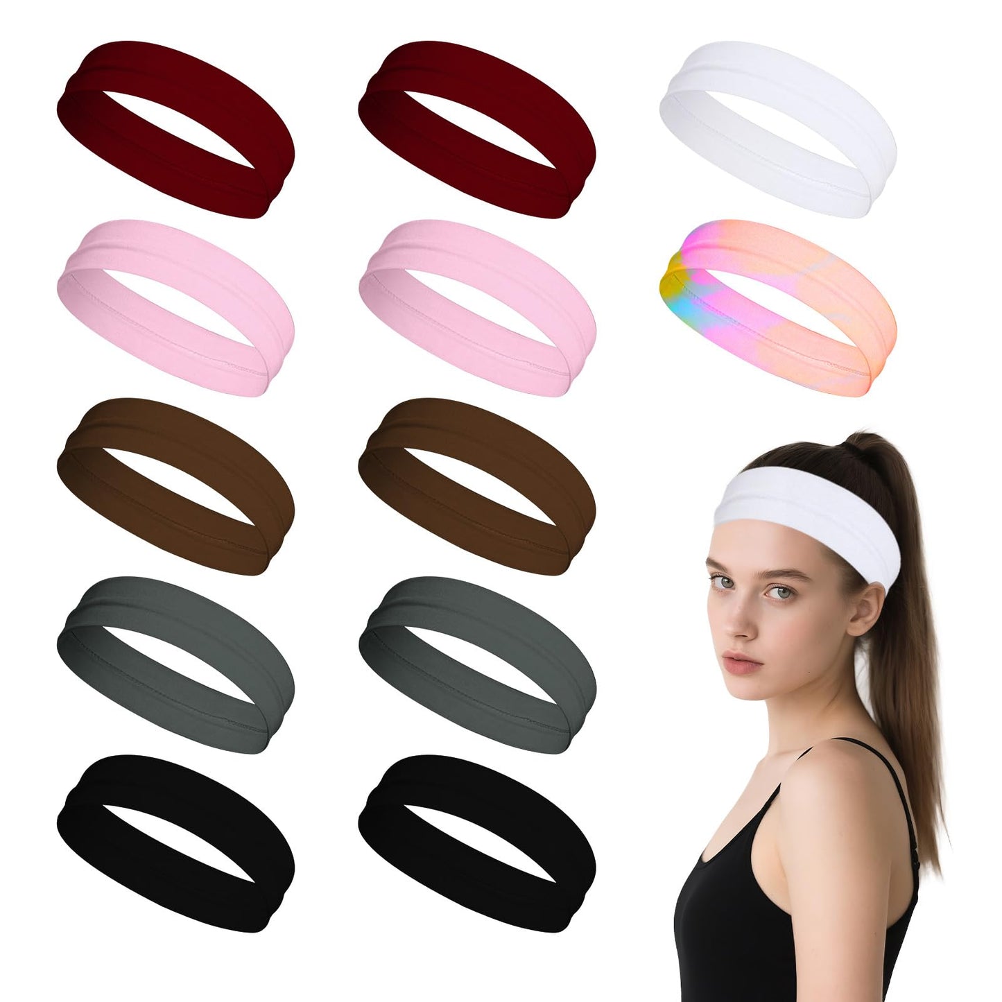 choyaxo 12Pcs Headbands Sport Headbands Soft Stretchy Hair Accessories for Women Girls