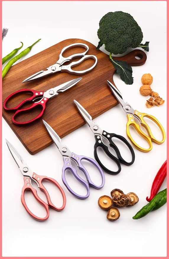 Kitchen Scissors, Heavy Duty Sharp Kitchen Shears Dishwasher Safe, Kitchen Accessories Cooking Shears for Kitchen Meat Chicken Fish Poultry Herb Bread (Black)