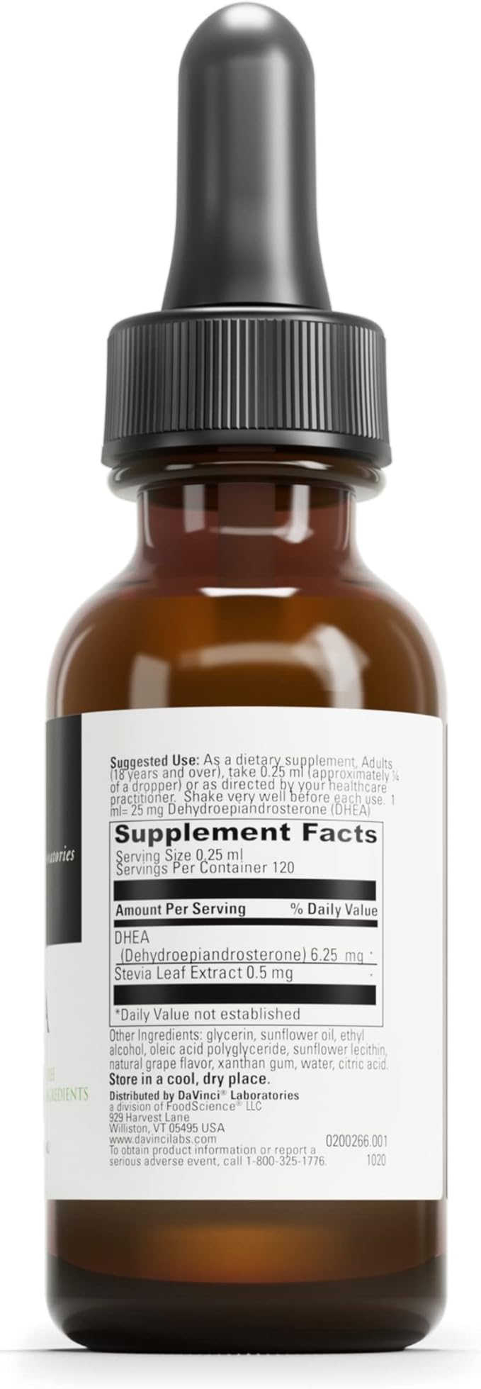 DAVINCI Labs Liposomal DHEA - Liquid Dietary Supplement to Support Immune System, Thyroid Health and Healthy Hormone Levels* - with DHEA (Dehydroepiandrosterone) and Stevia Leaf Extract - 30 ml