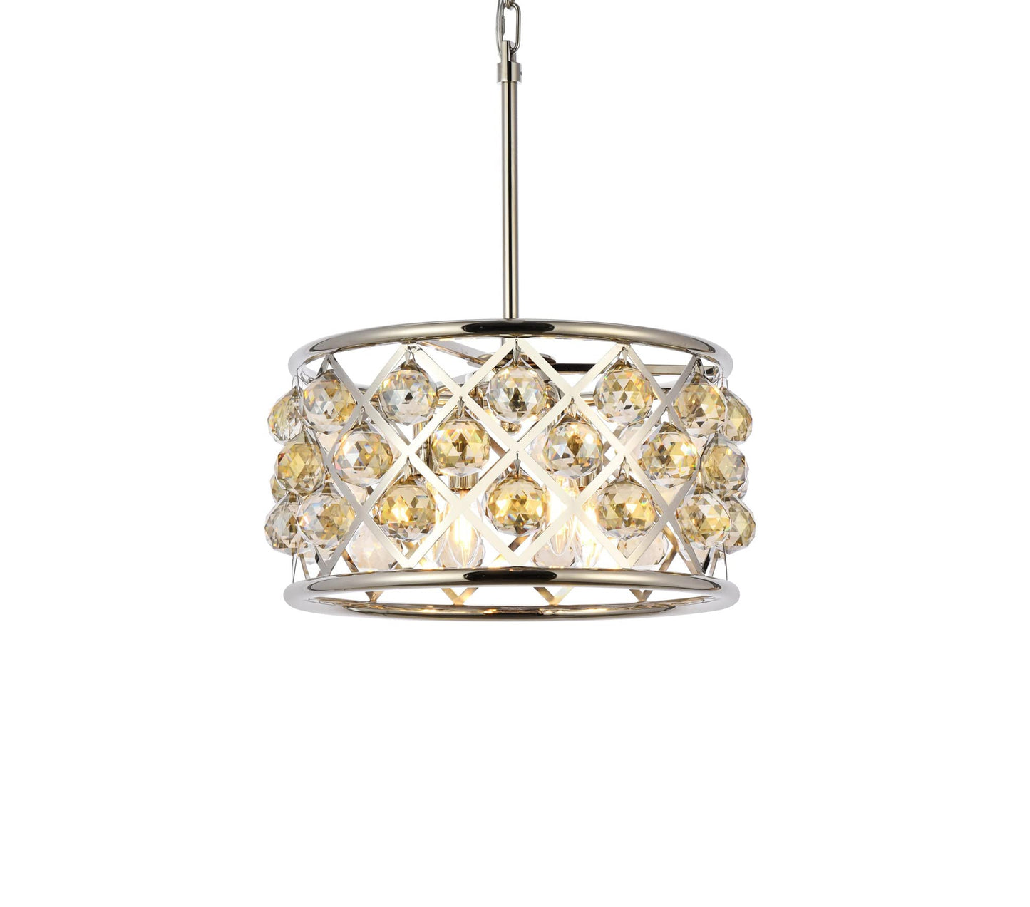 Elegant Lighting 4-Light Pendant Lamp, Polished Nickel Finish, Crystal, 16in Depth x 9in Height, Golden Teak, Model 1214D16PN-GT/RC