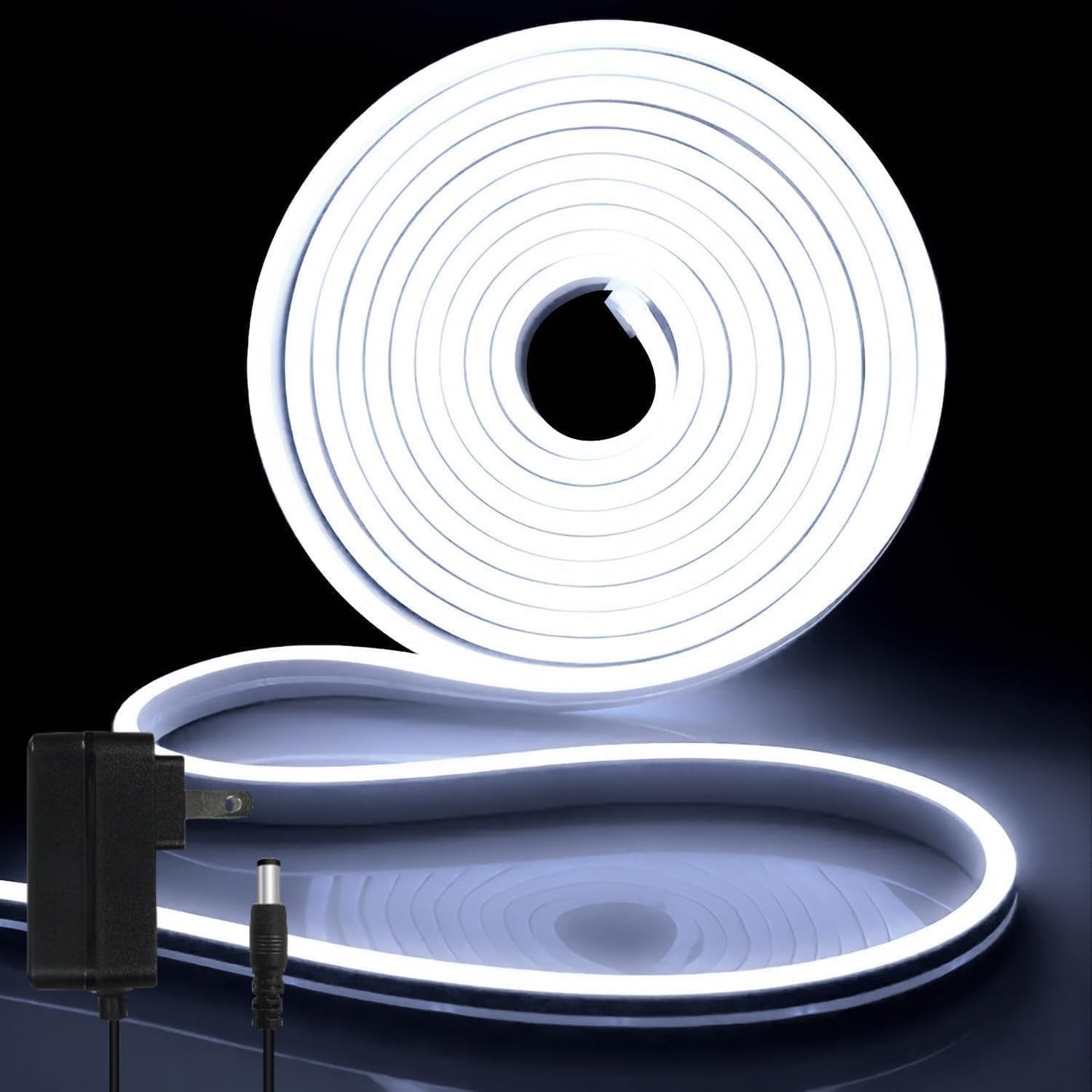 iNextStation LED Neon Rope Light 12V 16.4ft Waterproof Dimmable Flex Silicone White for Indoor Home Decor