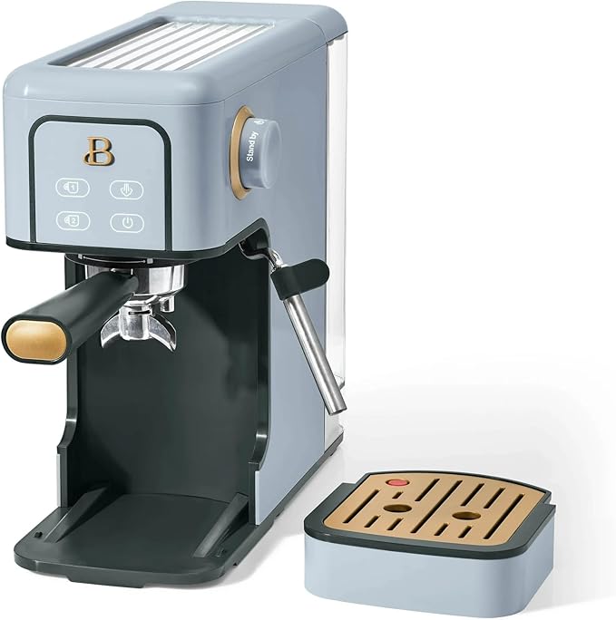 Beautiful 20-Bar Slim Espresso Machine | Single & Double Shot Programmable Brewing, Compact 4.7-in Width, Stainless Cup Warmer, Auto Shut-Off, 50 oz Tank (Cornflower Blue)
