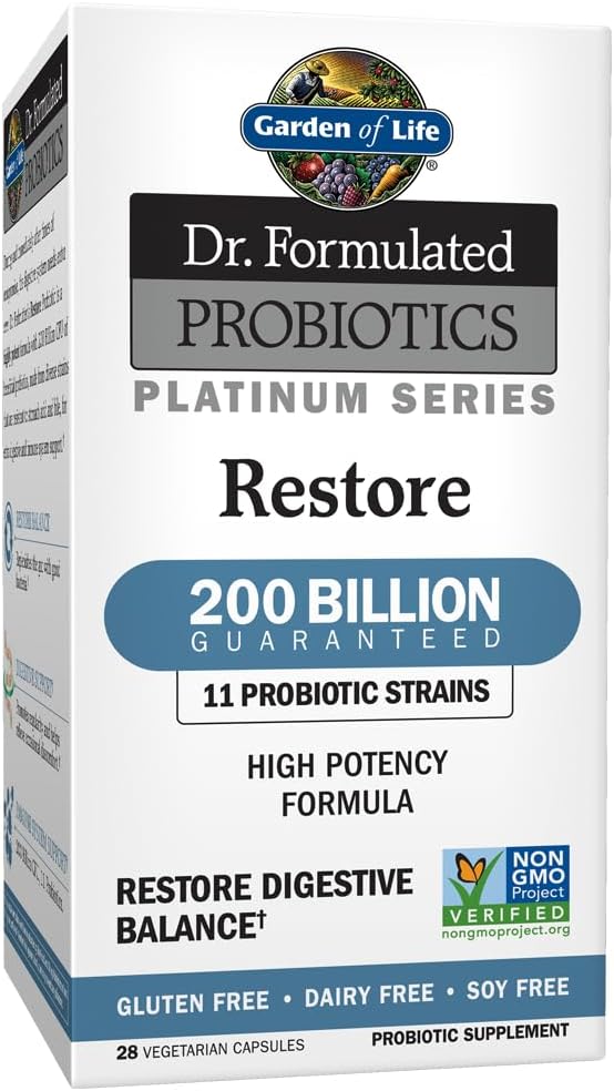 Garden of Life Dr. Formulated Probiotics Platinum Series Restore 200 Billion CFU & Vitamin B Complex - Vitamin Code Raw B Complex - 120 Vegan Capsules