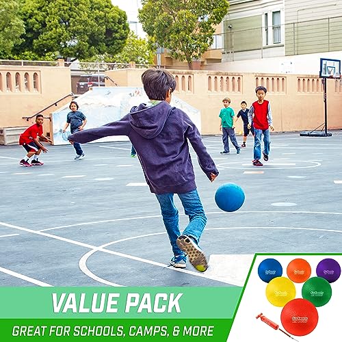 GoSports Playground Balls for Kids - Choose 8.5” or 10” Sizes - Heavy Duty Set of 6 with Carry Bag and Ball Pump