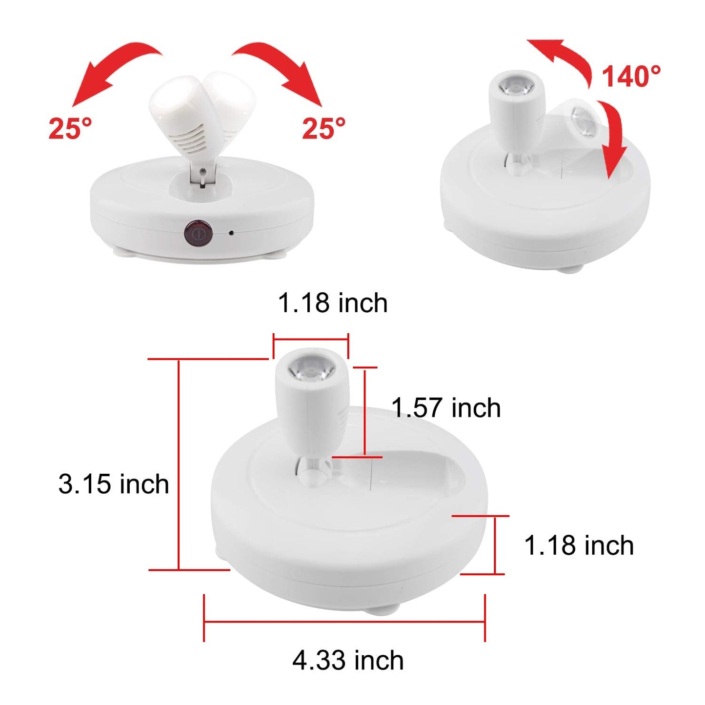 Honwell Wireless Led Spotlights 2 Pack, White Accent Puck Lights With Remote, Model H624Ir For Indoor Lighting
