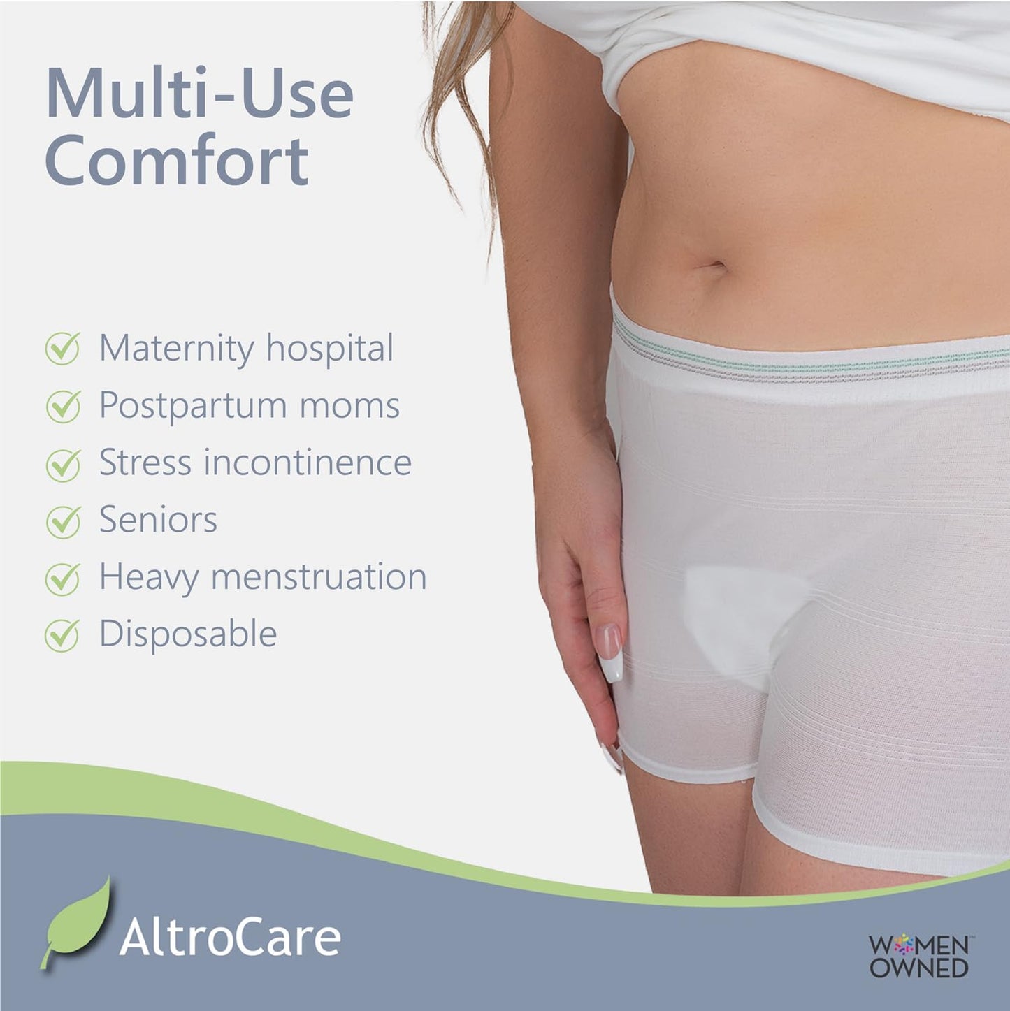 AltroCare 5-Pack Disposable, Postpartum and Incontinence, Seamless Mesh Underwear - Size L/XL. Made in USA.