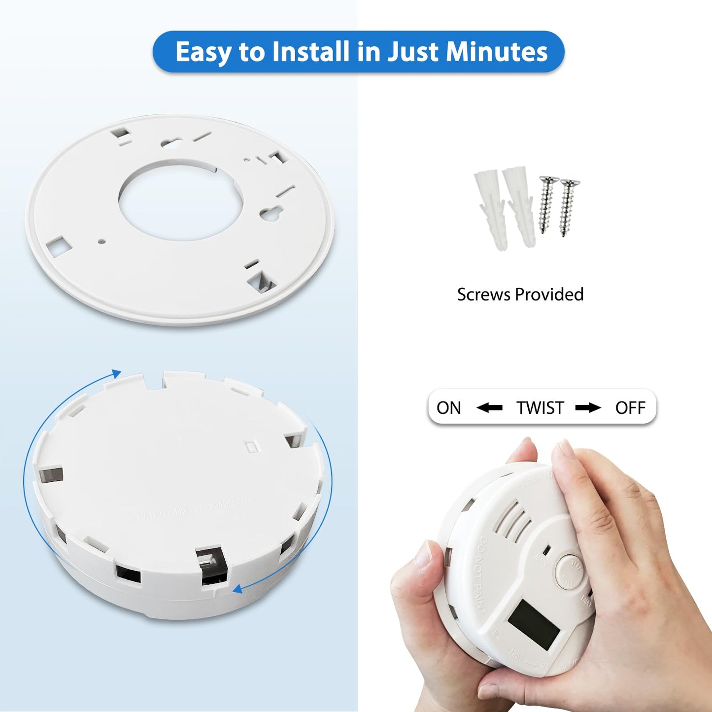 Shackcom Combination Smoke and Carbon Monoxide Detector, 5-Year Battery Smoke Alarm with LCD Display for Home, 2 Pack, White