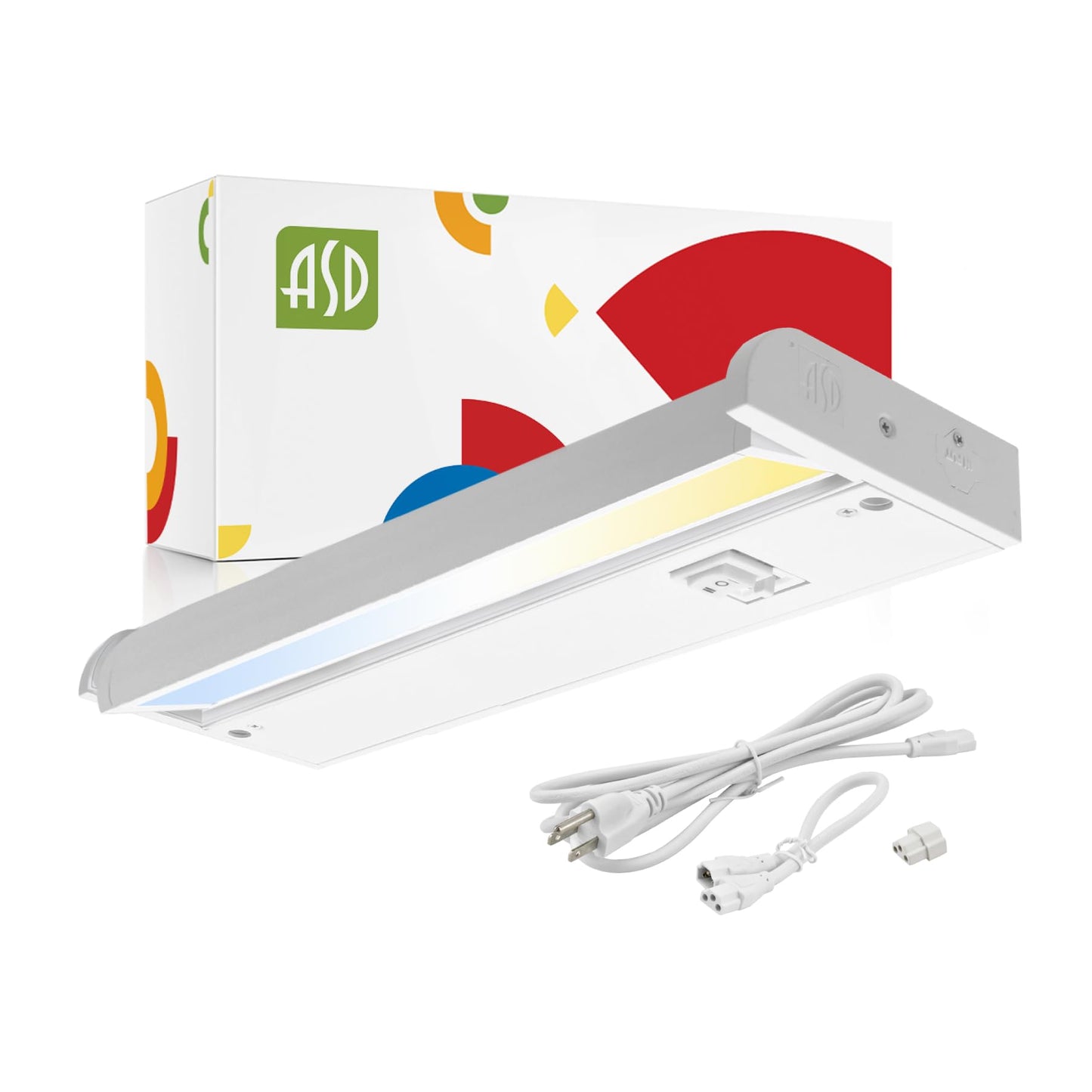 ASD Swivel LED Under Cabinet Light, 12 Inch, Dimmable, 5W, 2700K/3000K/4000K Selectable, Hardwired/Plug-in