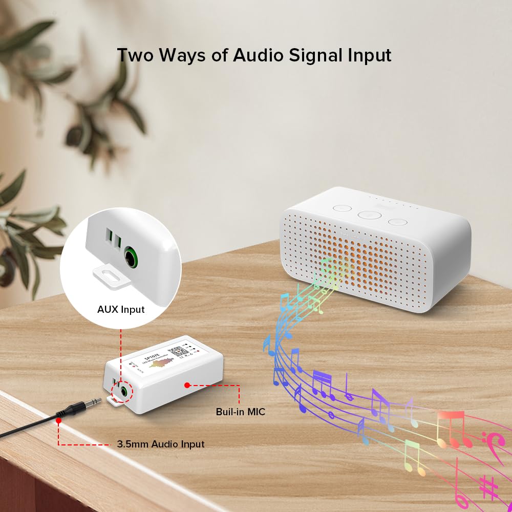 BTF-LIGHTING FCOB RGB Controller SP107E Music Bluetooth, Supports WS2811/WS2812B/WS2813, Built-in Mic, AUX Input, Plastic, Bluetooth Musical
