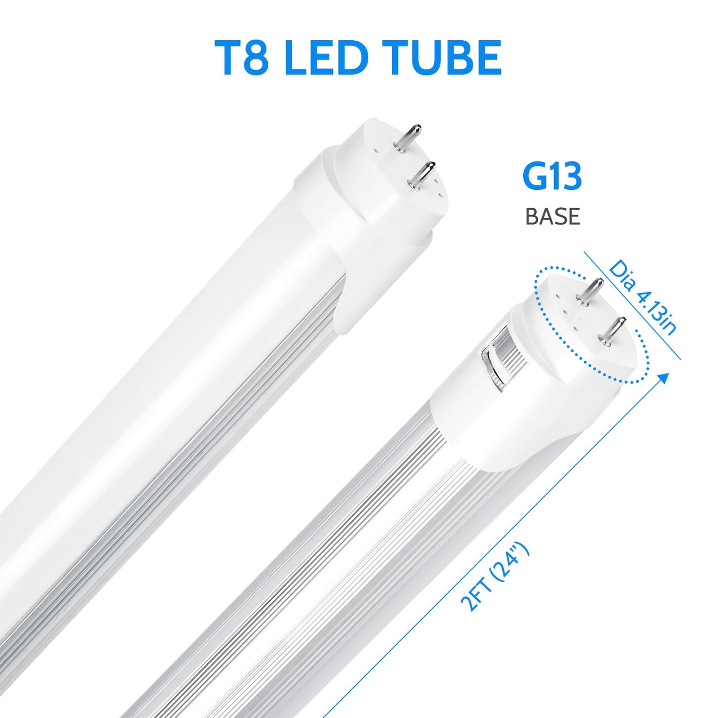 Lightingwill Led T8 Light Tube 2Ft  Natural White 4000K  Dual-End Powered Ballast Bypass  1000Lumens 10W (24W Fluorescent Equivalent)  Frosted Cover  Ac85-265V Lighting Tube Fixtures  4 Pack