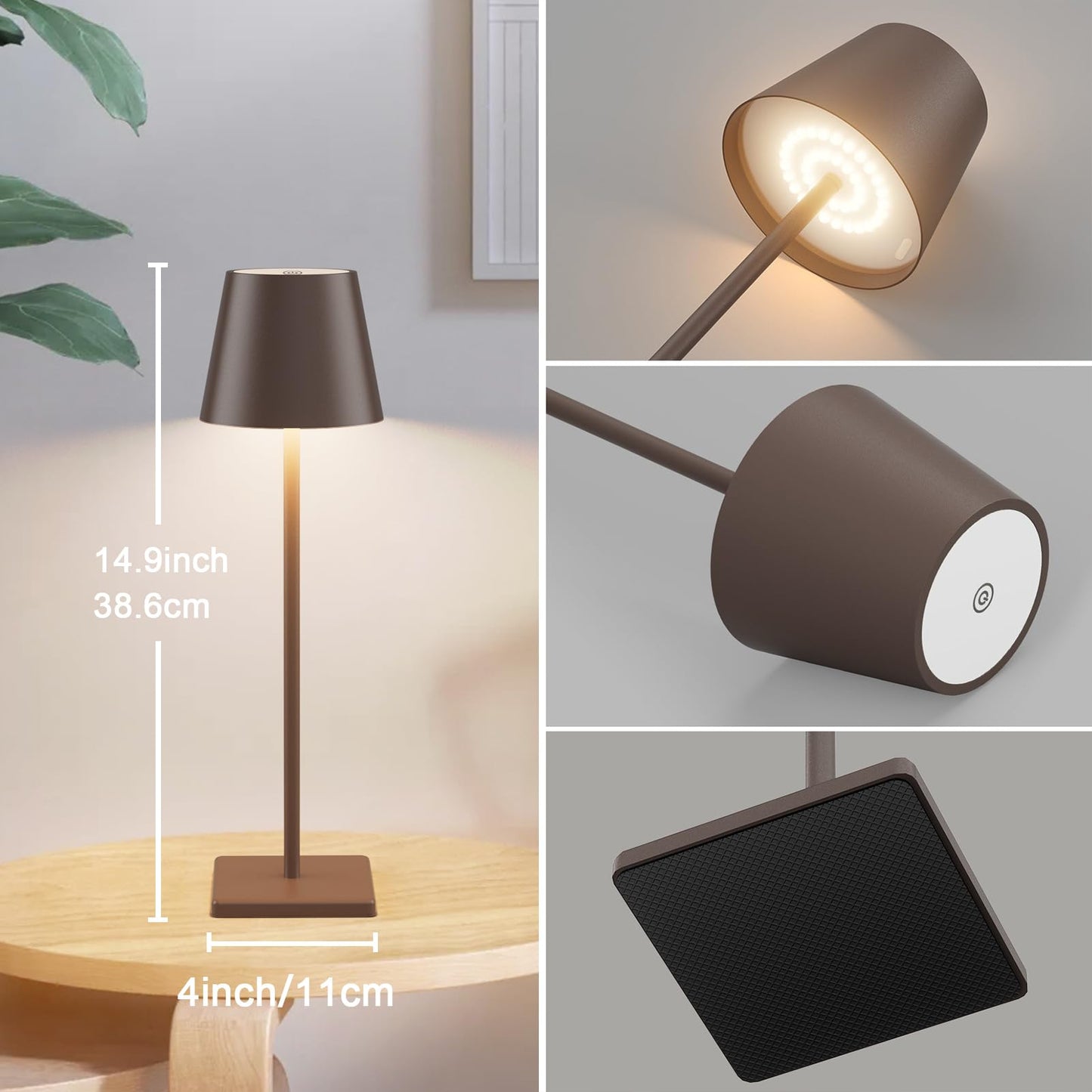 Coinmit Led Rechargeable Table Lamp, 2 Pack, Rust Red, 5500Mah Battery, Stepless Dimmable, Portable For Bedroom & Outdoor Use