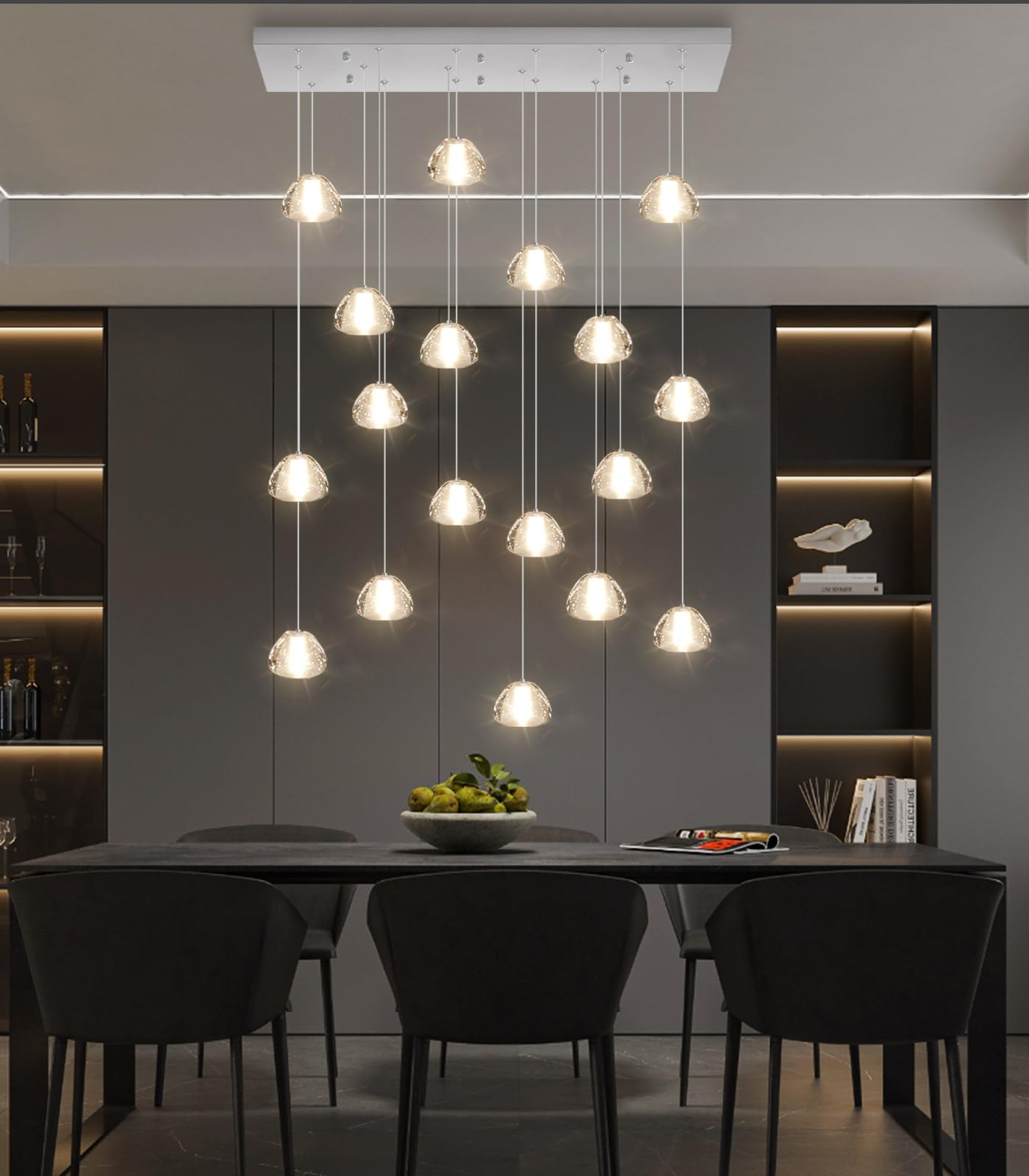 Rectangular Crystal Chandeliers For Living Room Dining Room Light Led Pendant Lights Fixtures Lighting Chandelier For Foyer Entrance Silver