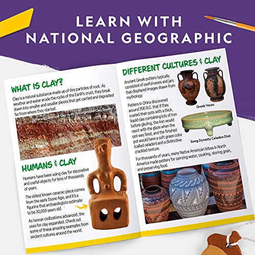 National Geographic Mega Arts and Crafts Kit for Kids – Mosaic Kit, Marbling Paint Kit & Air Dry Clay Pottery Kit – Art Pr...