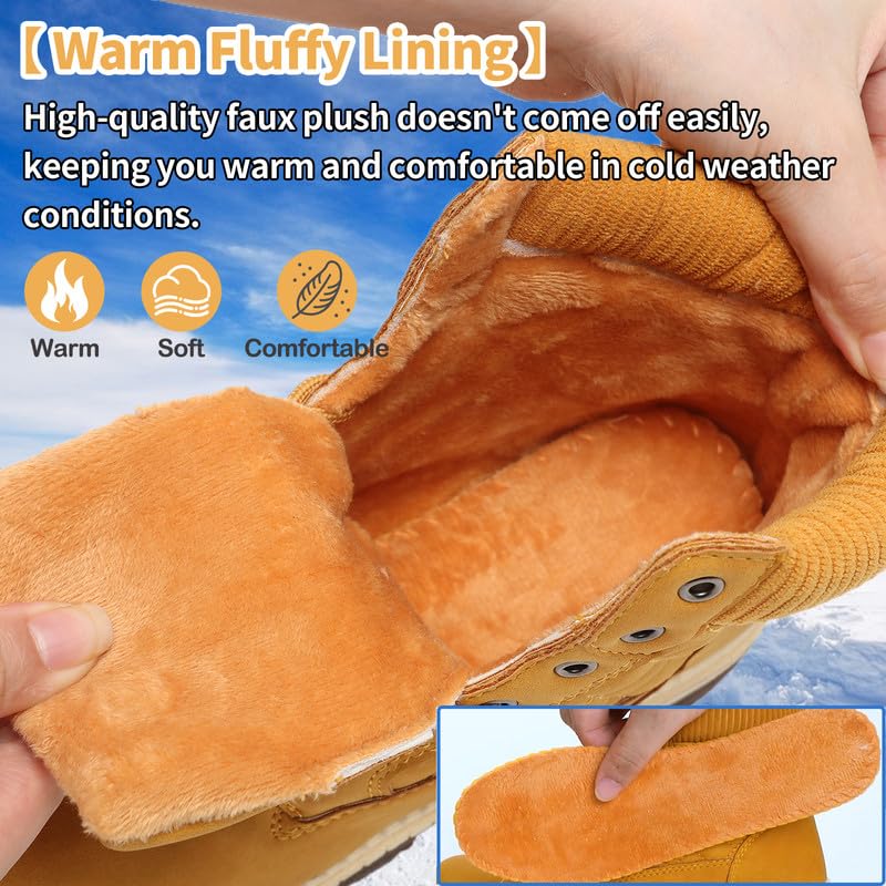 Winter Hiking Boots Women Waterproof Snow Ankle Booties Work Boots Warm Fur Lined Trekking Shoes Winter Lace up Booties fo...