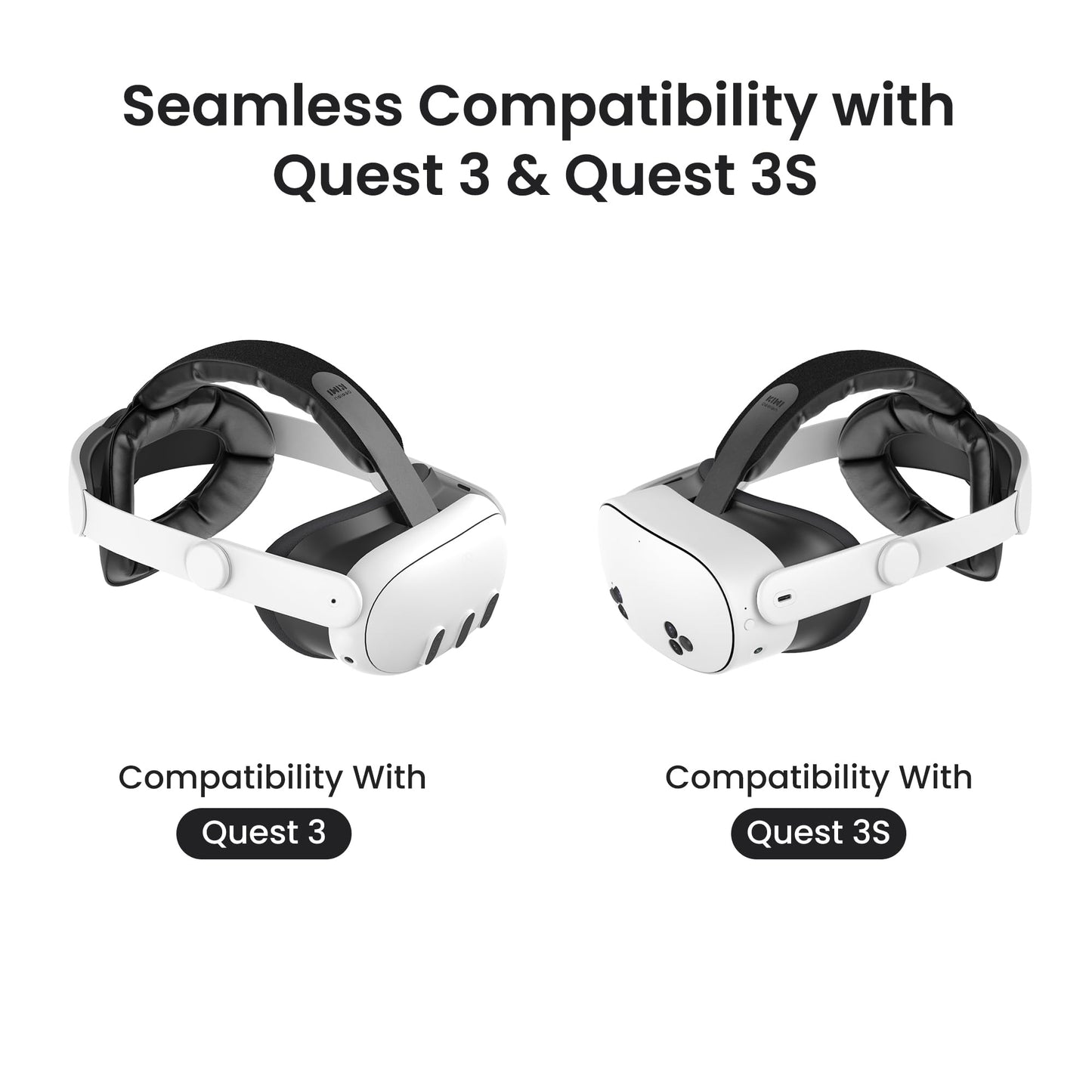 KIWI design K4 Head Strap, VR Headset Accessories for Meta Oculus Quest 3/3S, Non-Battery & Enhanced Support & Adjustable & Comfort Strap