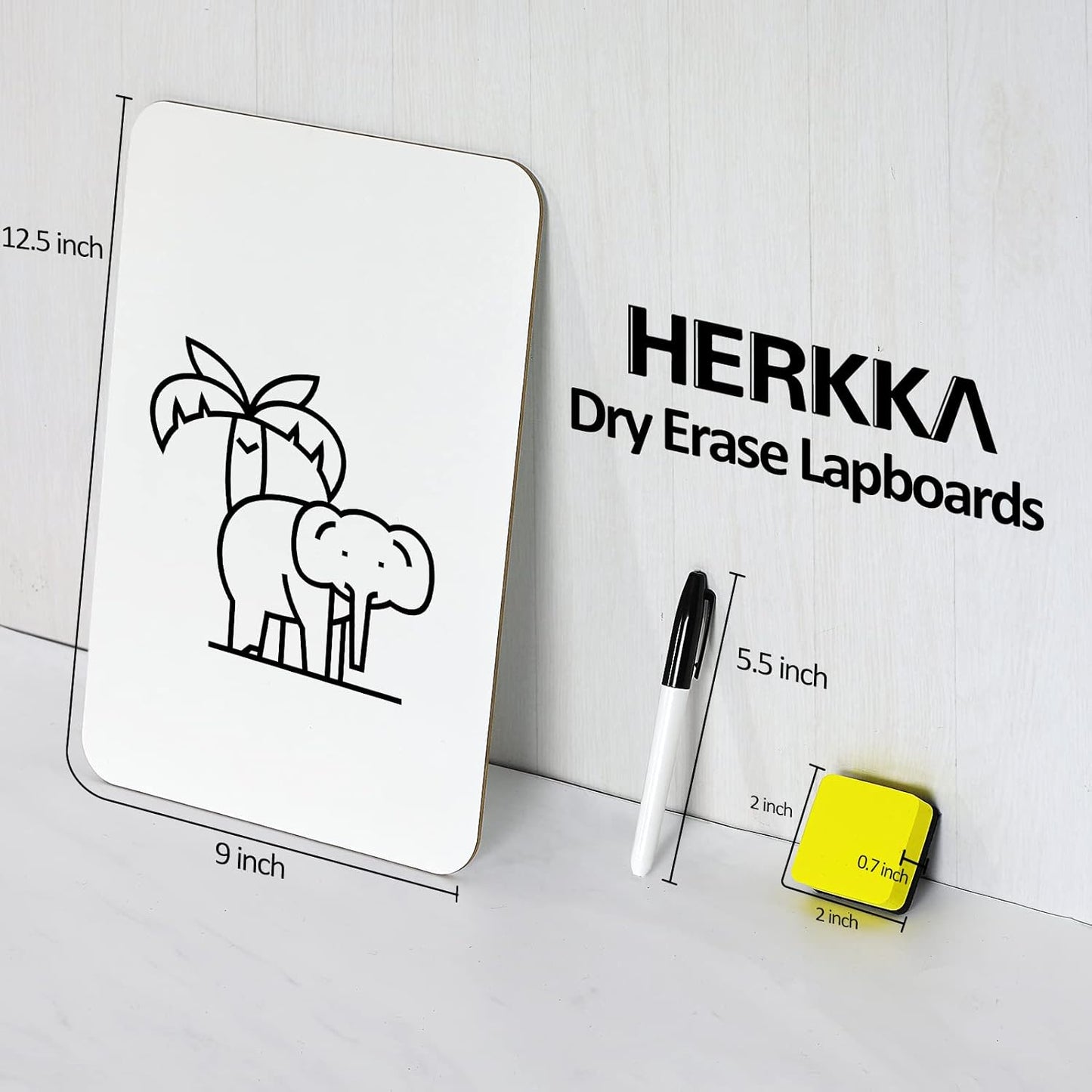 Dry Erase Lapboards, HERKKA 12 Pack Double Sided Dry Erase Lap Boards 9 x 12.5 Inch, 12 Markers, 12 Erasers, Small Dry Erase Boards for Classroom Supplies