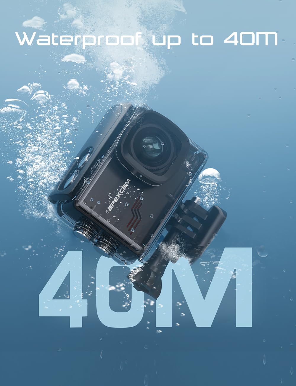 Apexcam Action Camera 4K 60Fps With 128Gb Card, 64Mp Sports Camera Helmet For Vlogging, 131Ft Waterproof Camera Underwater, 170