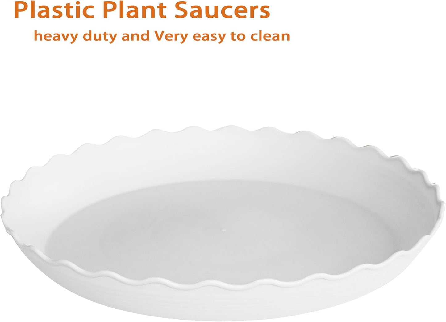 Large Plant Saucer 16 inch, 2 Pack Heavy Sturdy Plastic Plant Tray for Planter, Flower Saucers for Indoors, Flower Pots Saucers, Plant Drainage Tray Round (White)