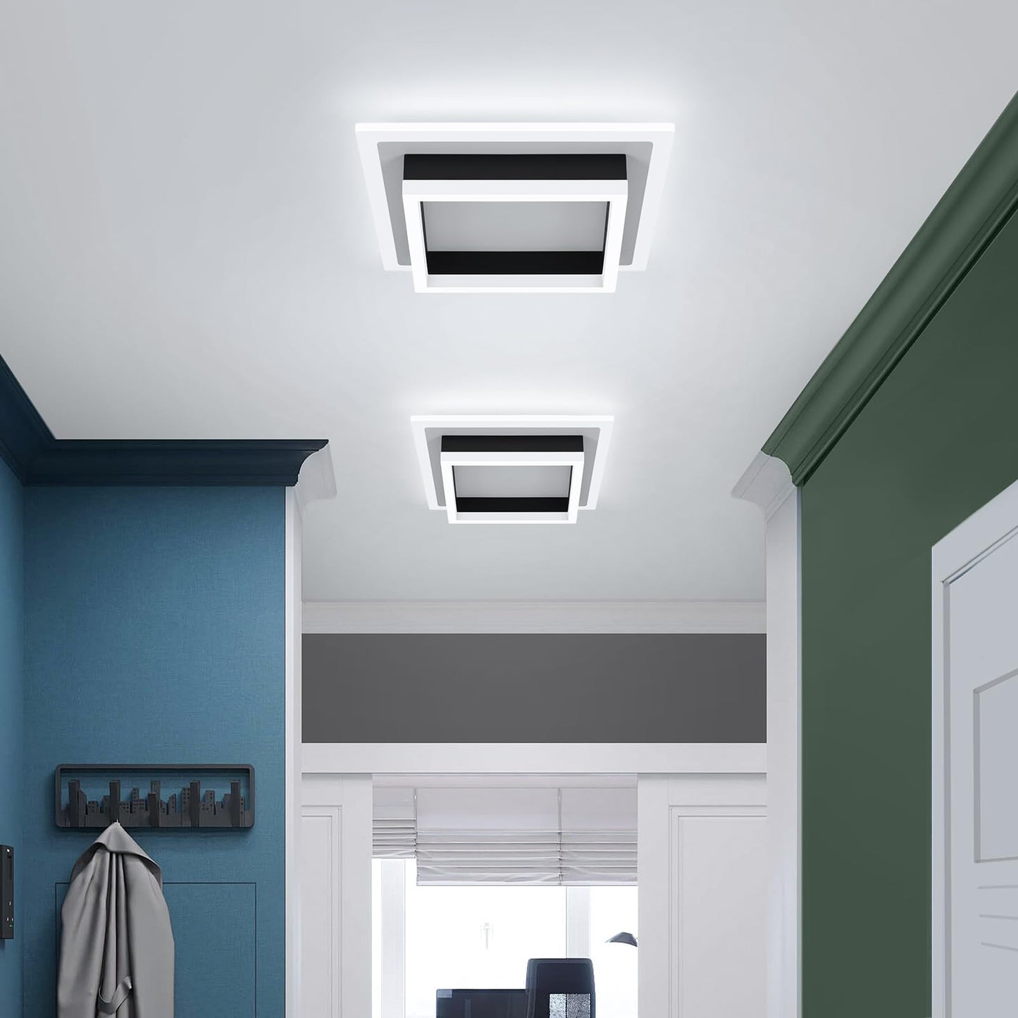 Eidisuny 32W Modern Led Ceiling Light  Small Flush Mount Light Fixture  6500K Cold White Ceiling Lamp  Square Hallway Lighting Fixtures For Living Room Bedroom Bathroom Kitchen (White  Cold White)