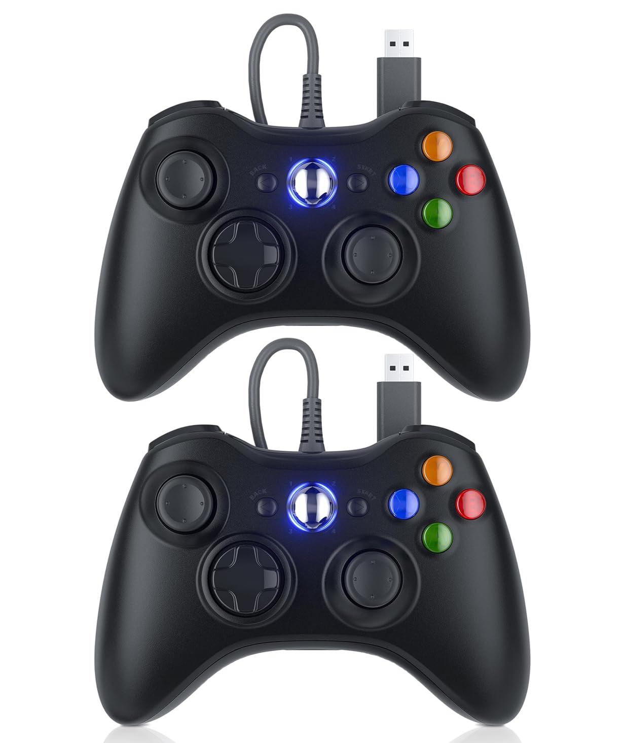 Dinosoo 10ft Replacement for Xbox 360 Controller Wired, PC Controller with Upgraded Joystick, Double Shock, 2.5mm Audio Jack - 2