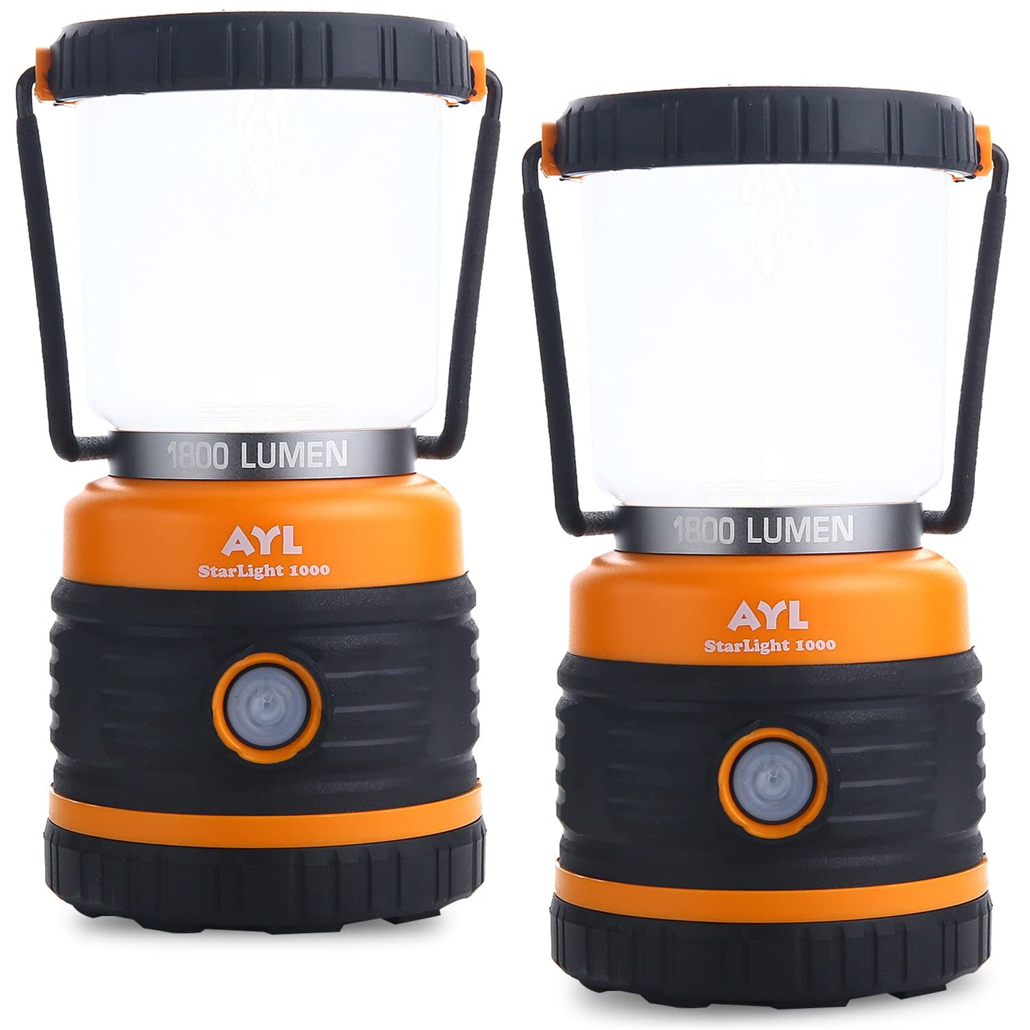 AYL LED Camping Lantern, 1800LM, 4 Light Modes, Battery Powered, Orange, Model SL10002Pack