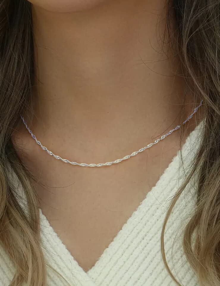 Waitsoul 925 Sterling Silver Singapore Chain Lobster Clasp 2.5mm Necklace for Women Silver Chain 20 Inches Gifts for Her