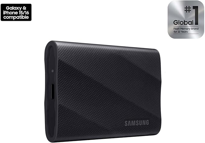 Samsung T9 Portable SSD 2TB, USB 3.2 Gen 2x2 External Solid State Drive, Seq. Read Speeds Up to 2,000MB/s for Gaming, Students and Professionals, MU-PG2T0B/AM, Black