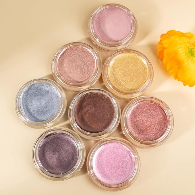 Bright Pink Mousse Single Eyeshadow Palette –Neutral Matte & Shimmer Eyeshadow,Mini Cream Glitter Eye shadow,Long Lasting Highly Pigmented Eye Makeup Compact Travel Siz Eye shadow for Older Women 03#