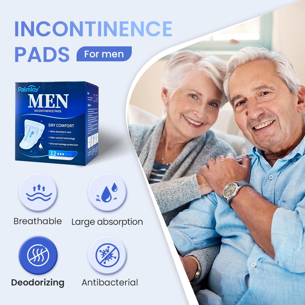 TIEJIANDAN Deodorizing Incontinence Pads for Men,Professional Urine Shields Daytime&Overnight 3.5/7 Fl Oz,Mens Pads for Leakage 3 Boxes of 12,Odor Control&Disscreet Leakage Protection Guards IP001