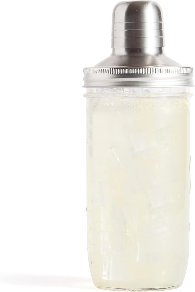 Jarware Mason Jar Cocktail Shaker Lid For Wide Mouth Mason Jar, Stainless Steel