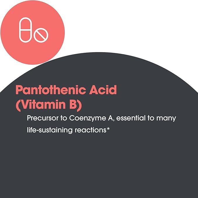 Allergy Research Group Pantothenic Acid - Vitamin B5 for Men & Women, Calcium, 500mg Supplement, Pure, Organic, Vegetarian Capsules - 90 Count