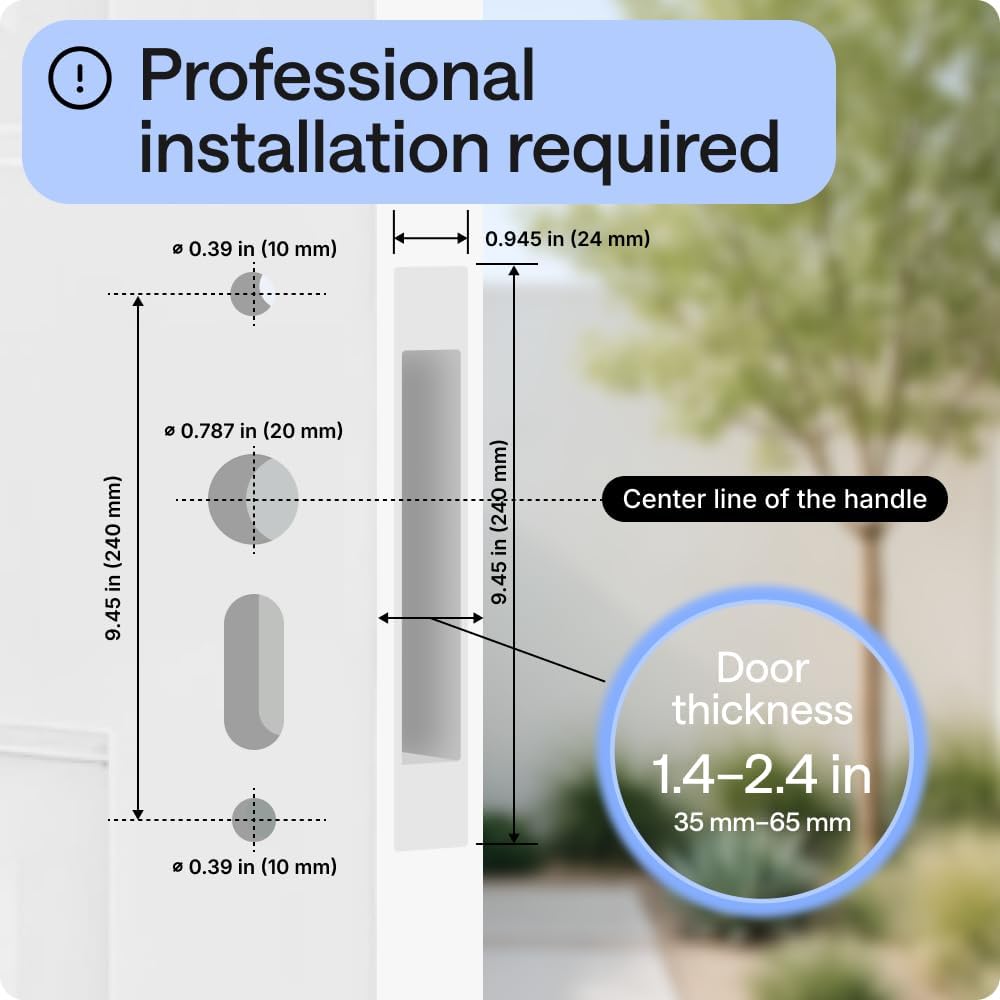 WiFi Smart Door Lock with Camera - European DIN Standard (Not U.S ANSI Compatible) – Keyless Mortise Lock Set with Fingerprint, Keypad, RFID & App – Pro Installation