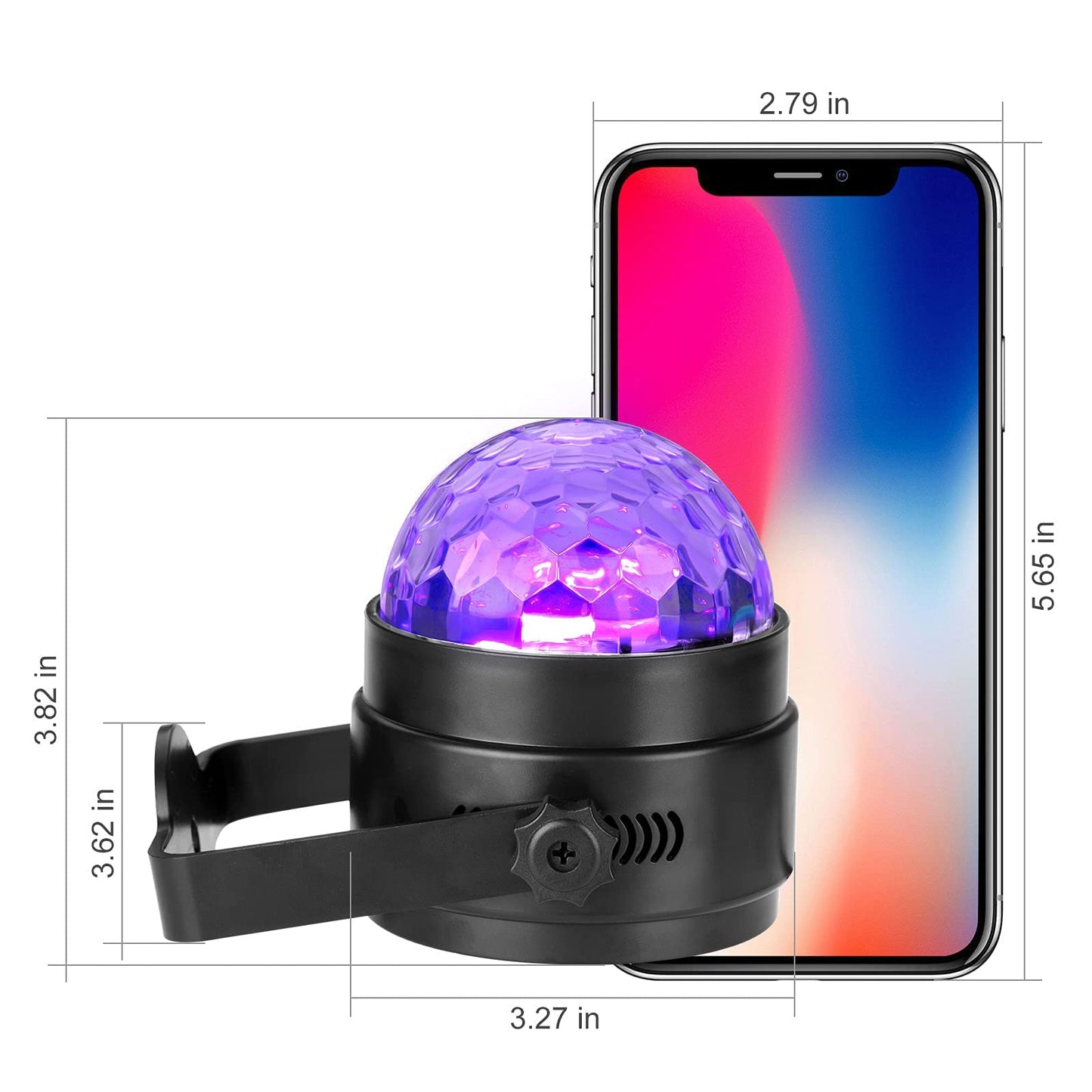 Litake 6W Uv Black Lights - Sound Activated Led Disco Ball Strobe Lights, 2 Pack, Remote Control For Parties, Halloween, Xmas, Black