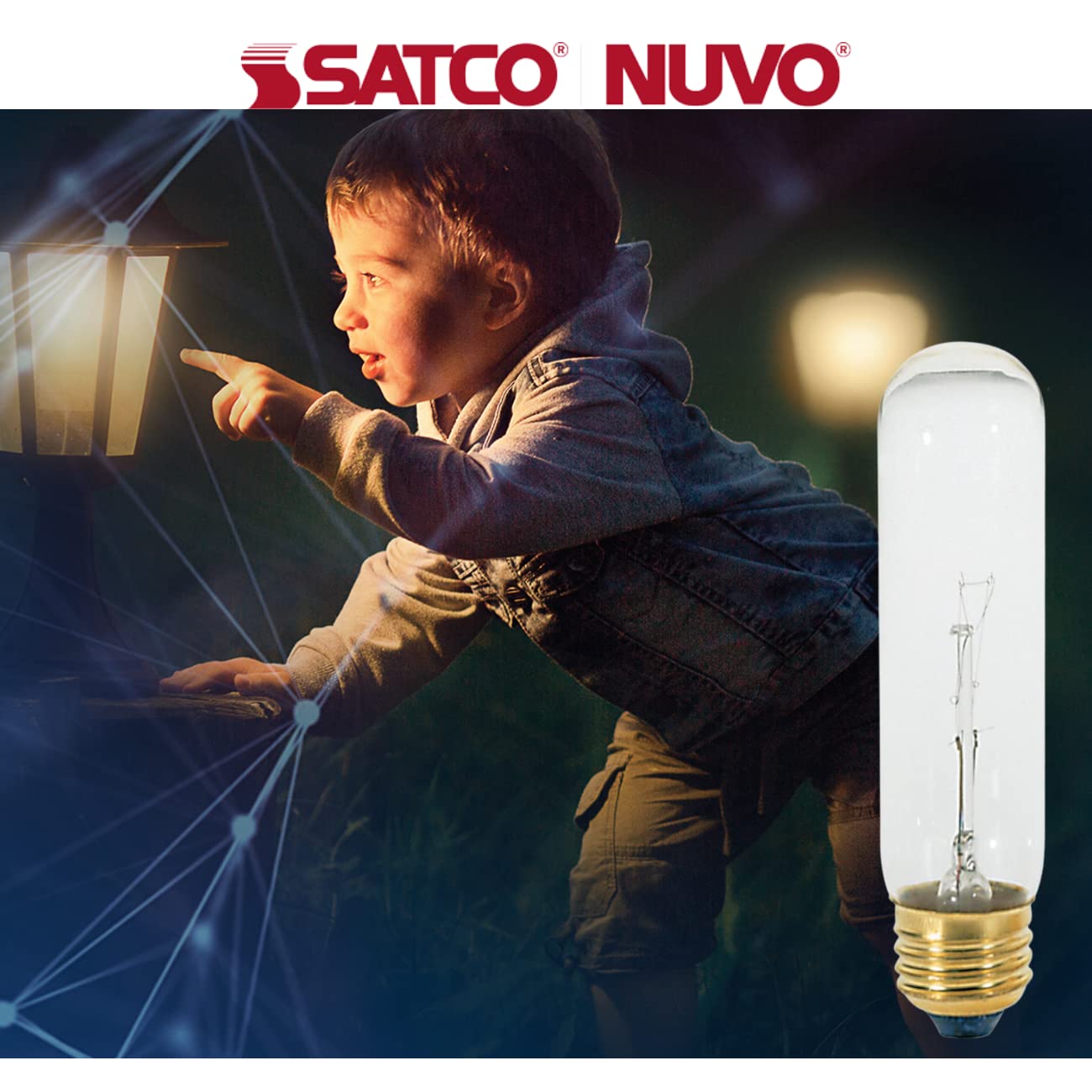 Satco S3700 T10 Decorative Chandelier Light Bulb, 25W, 120V, Clear, 200 Lumen, 2700K Warm White, E26 Medium Base,