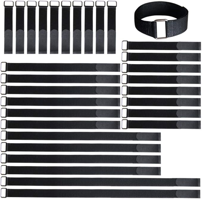 VIGAER 8"12"18"24"30" Hook and Loop Fastening Cable Strap - 30 Pack Reusable Nylon Extend Securing Strap - Adjustable Cinc...