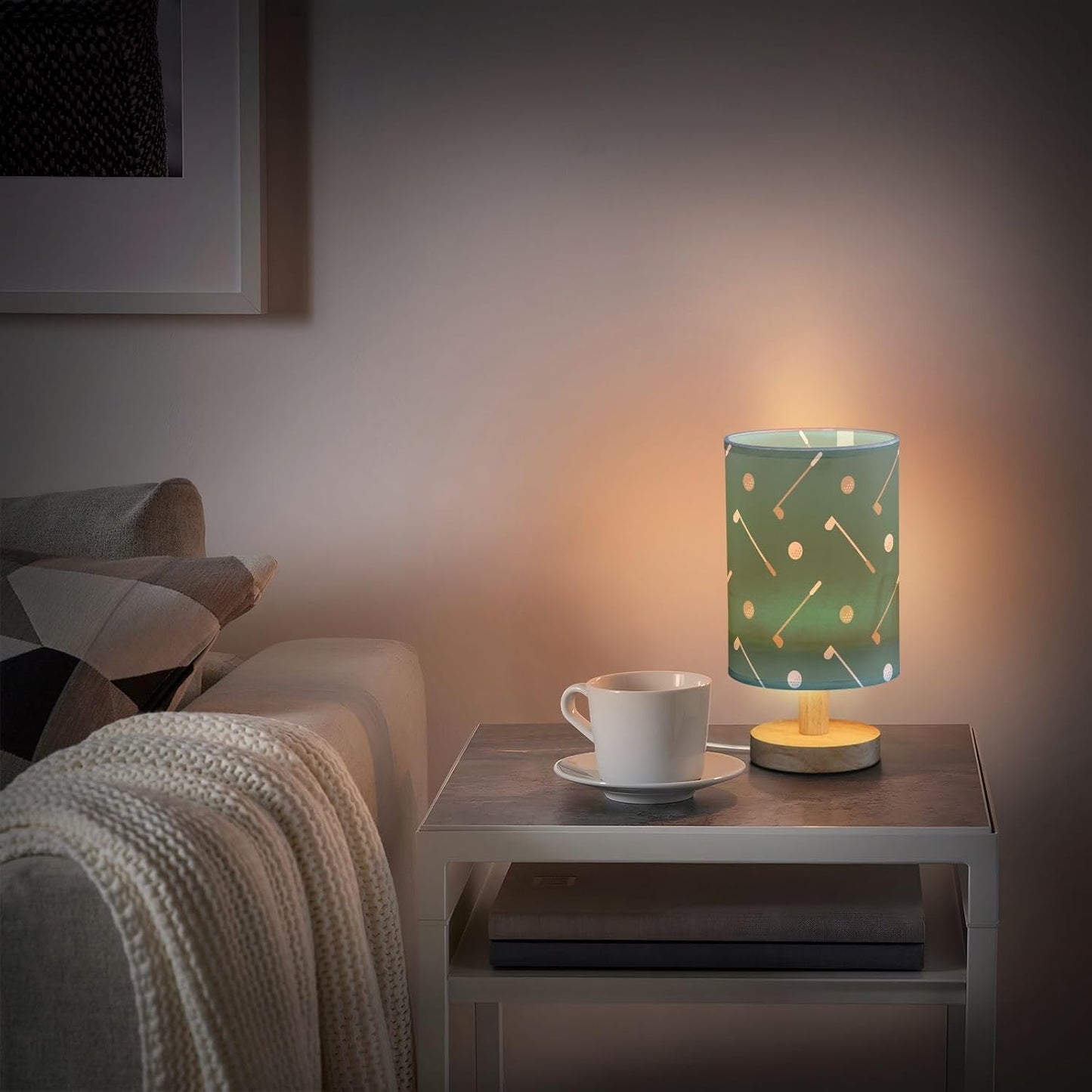 Bedroom Lamp Golf Club and Golf Ball Bedside Table Lamp with USB Port Desk Light LED Night Light for Nightstand
