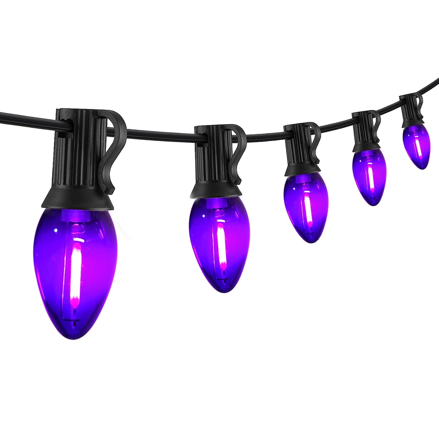 Chyparty 25Ft C7 Purple Halloween Lights Outdoor Indoor  Led String Lights With 25 Shatterproof Bulbs For Patio  Yard  Fence  Christmas Tree  Holiday D?Cor