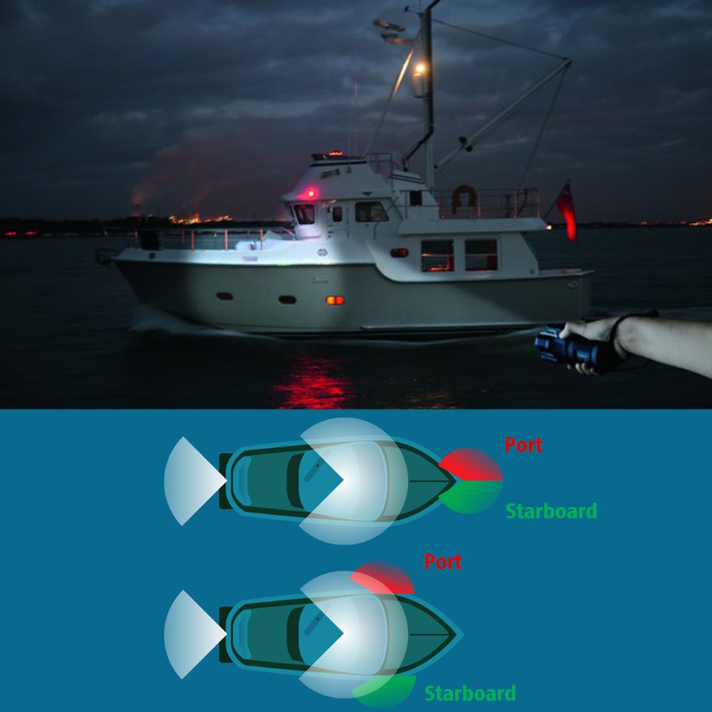 Obcursco Led Boat Navigation Lights, Ip67 Waterproof, Red & Green, Vertical Mount For Pontoon, Bass & Jon Boats, White - Model Os004-001-004S