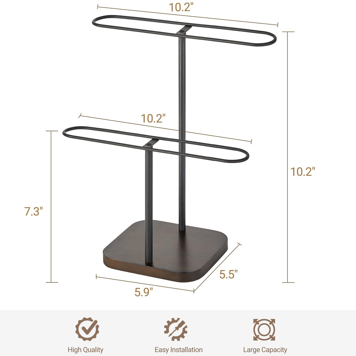 Mkono Sunglasses Organizer Glasses Holder Stand for 24 Pairs of Eyewear, 2 Tier Sunglass Storage Eyeglasses Display Rack Metal Frame with Wood Base for Table Desk Countertop Dresser Bedroom, Black
