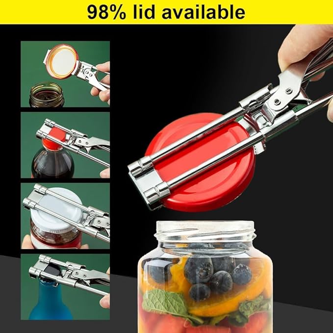 Adjustable Stainless Steel Jar Opener, 2026 New Adjustable Stainless Steel Can Opener, Manual Bottle Lids Off Cover Remover Jar Opener for Weak Hands Household Kitchen Tool (2)