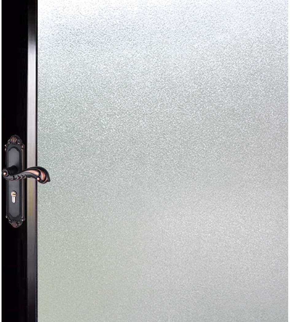 DUOFIRE Privacy Window Film Natural Frosted Glass Film Static Cling Glass Film No Glue Anti-UV Window Sticker Non Adhesive for Privacy Office Meeting Room Bathroom Living Room 47.2in. x 157.4in. S001