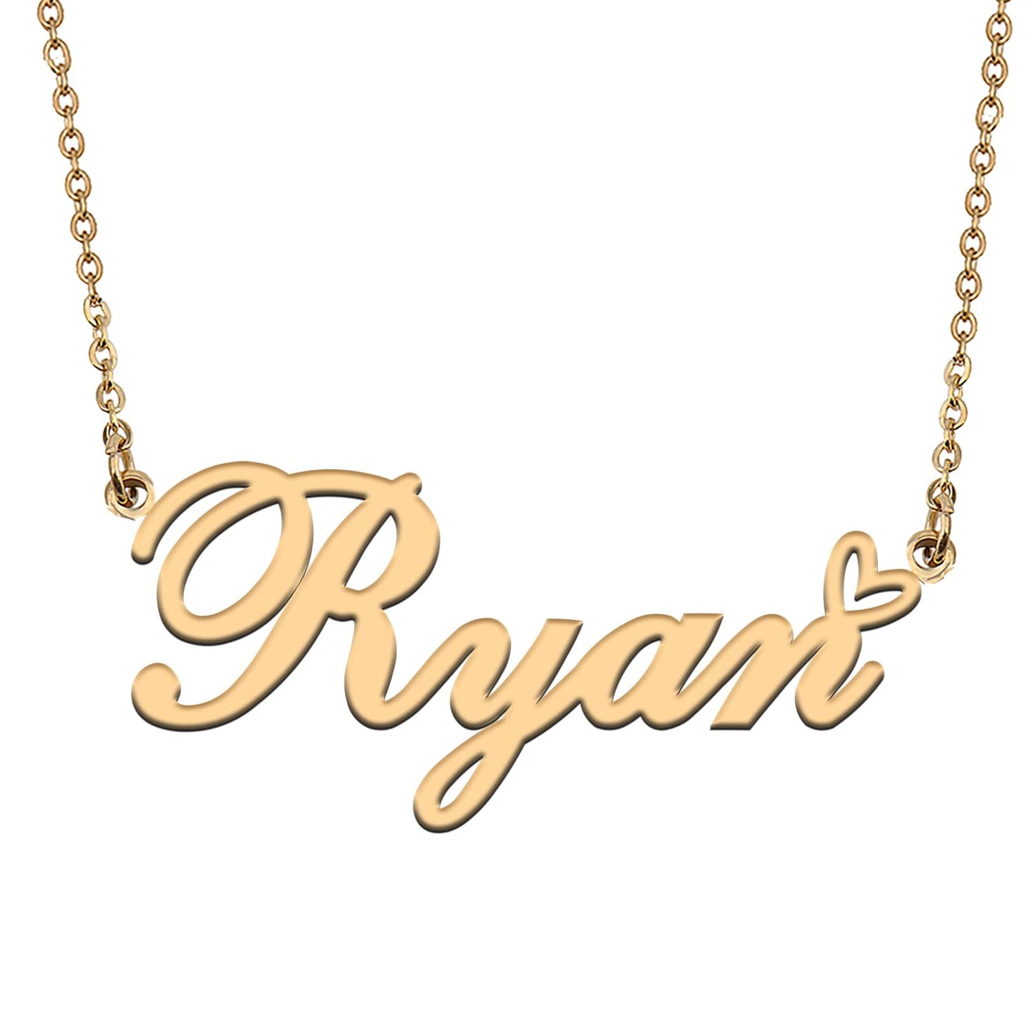 HUAN XUN Ryan Name Necklace for Women 18k Plate Nameplate Custom Necklaces Charm Stainless Steel Jewelry Gifts for Family