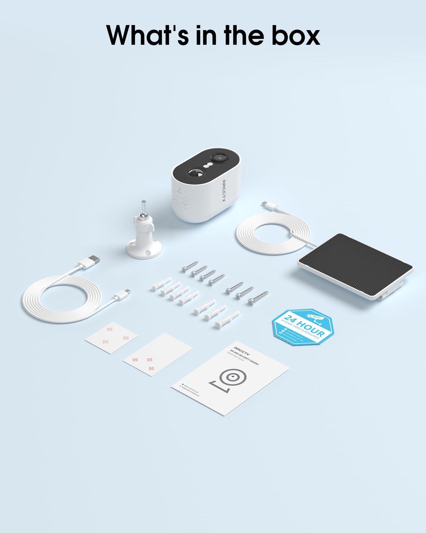 ARCCTV Security Camera Wireless Outdoor, 4MP Recharge Battery Powered WiFi Camera with Solar Panel, Motion Detection, Color Night Vision, 2-Way-Audio, 2.4G/5G Dual Band WiFi