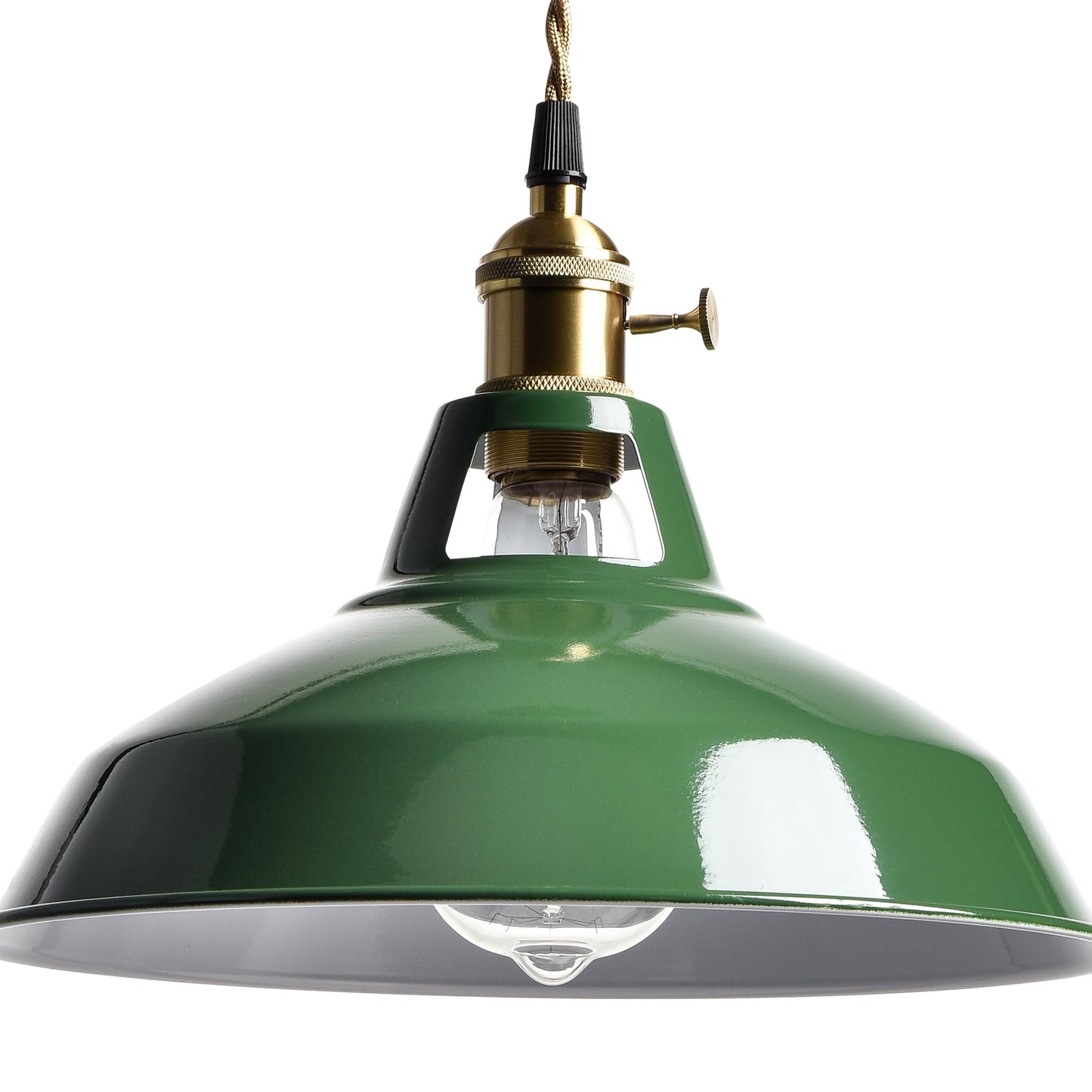 Yubole Modern Green Plug-In Pendant Light Macarons Kitchen Hanging Swag Lighting  Metal Barn Shade With On-Off Switch Plug Cord Light For Bedroom Foyer Dining Bar